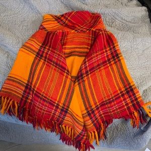 arolan kutomo Plaid Poncho Cape With Fringe